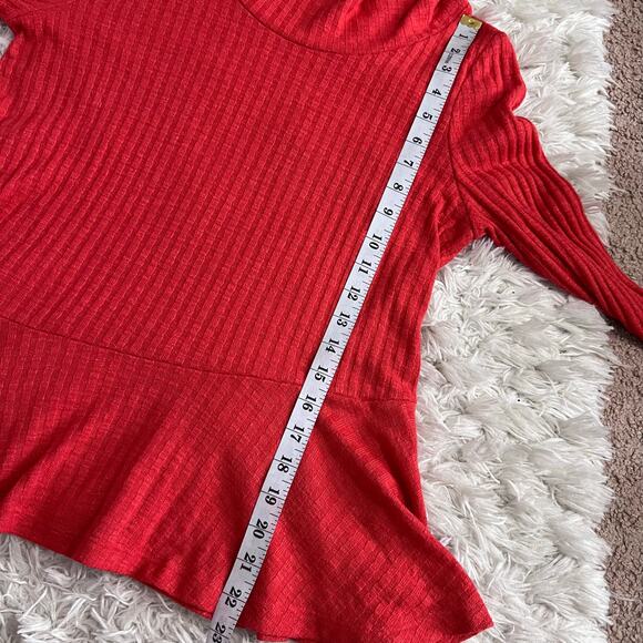 Maeve X Anthropologie Orange Winterscape Thermal Peplum Cowl Neck Top Size M - Picture 7 of 7